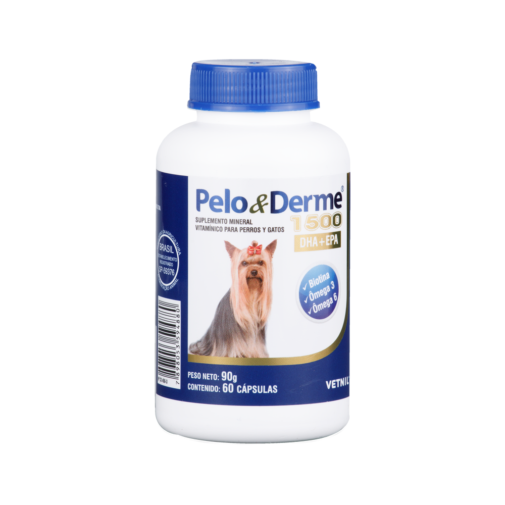 Suplemento para Perro y Gato Pelo y derme 1500 60 capsulas
