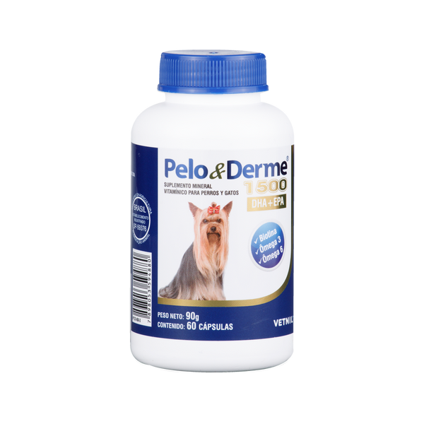 Suplemento para Perro y Gato Pelo y derme 1500 60 capsulas