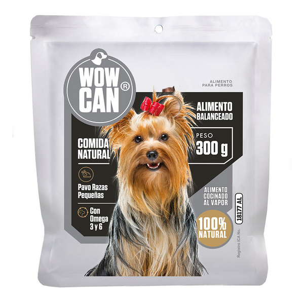 Alimento húmedo para perros Razas Pequeñas Wow Can Pavo 300 Gr