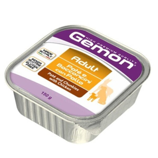 Alimento húmedo para perros Gemon adultos Pate Bocados de pollo 150 Gr
