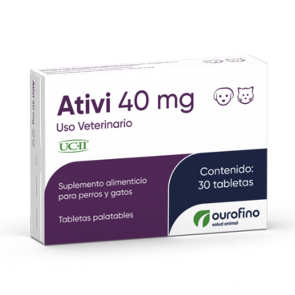 Suplemento para perros y gatos Ativi 40 mg 30 Tabletas