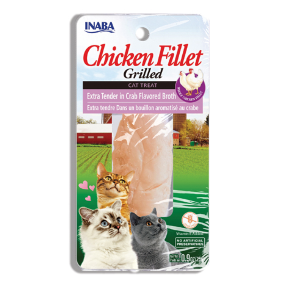 Snack para gatos INABA filete de pollo en caldo sabor cangrejo 15gr