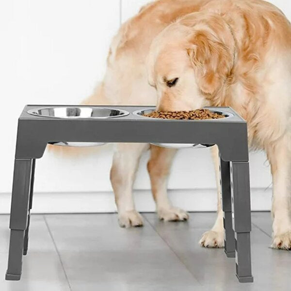 Comedero y Bebedero Alto Graduable para Mascotas