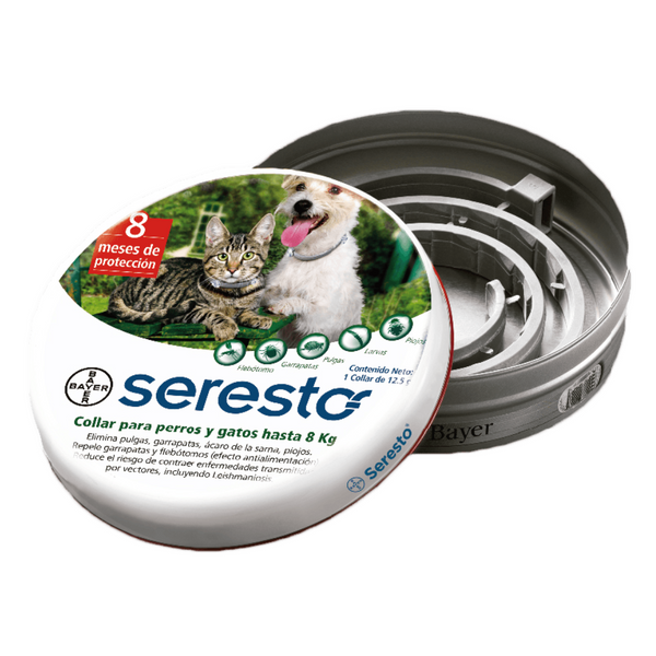 Seresto Collar Antipulgas gatos y perros hasta 8 Kg