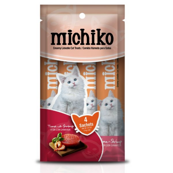 Snacks para gatos Michiko x 4 sobres de atún con camarón